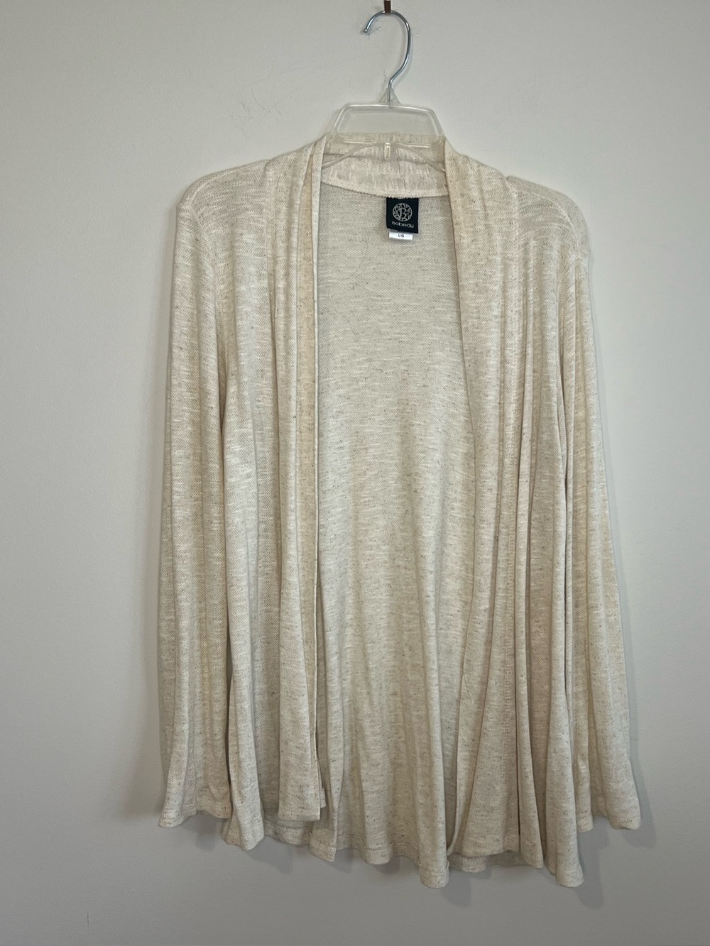 bobeau Cream Open-Front Lightweight Cardigan